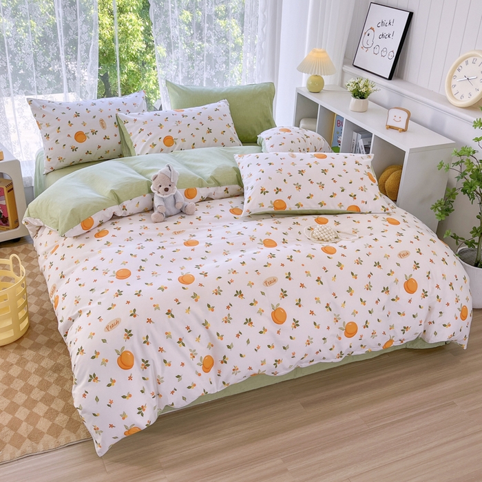 91家纺网 家纺一手货源 找家纺 世爵 2025新款全棉印花小清新单品系列-单被套 水蜜桃