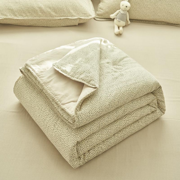 91家纺网 家纺一手货源 找家纺 寐绸家纺 2025新款纯棉双层纱印花大豆纤维夏被四件套 双层纱-半夏