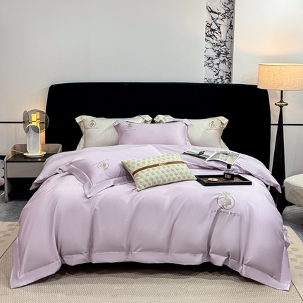 91家纺网 家纺一手货源 找家纺 沃尔居 2025新款亲肤舒适全棉纯棉绣花系列四件套 萨尔夫人-浅紫