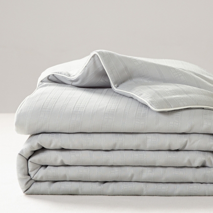 欧邦 2025新款A类提花昆仑棉双层纱夏被空调被 浅灰