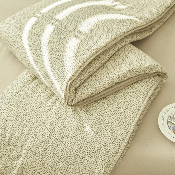 91家纺网 家纺一手货源 找家纺 寐绸家纺 2025新款纯棉双层纱印花大豆纤维夏被四件套 双层纱-半夏