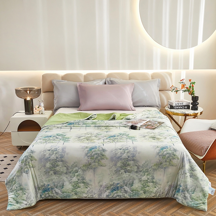 91家纺网 家纺一手货源 找家纺 联林2025新款玻尿酸针织凉感丝夏被夏凉被 国色嫣然