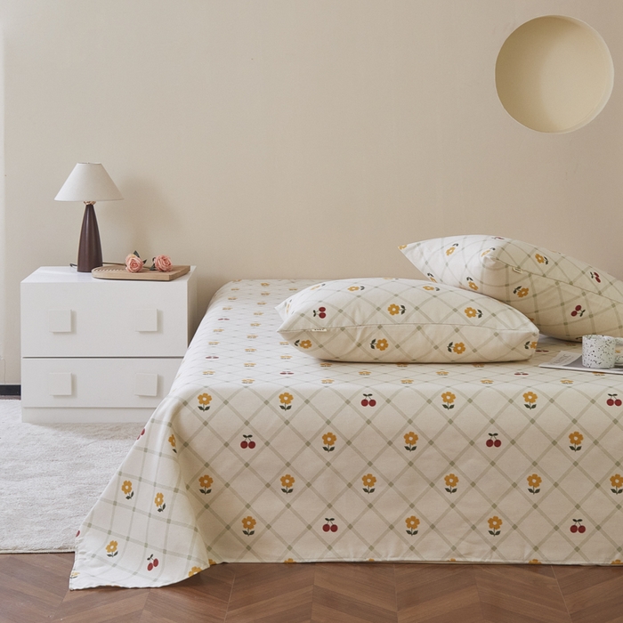 91家纺网 家纺一手货源 找家纺 绒艺席业 2025新款简约原棉印花老粗布床单 小黄花