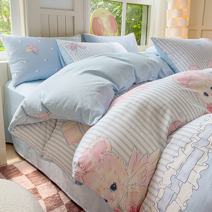 91家纺网 家纺一手货源 找家纺 澳梵家居 2025新款小清新全棉印花四件套 浪漫时光