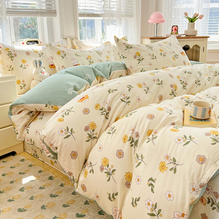 91家纺网 家纺一手货源 找家纺 （总）世爵 2025新款全棉印花小清新套件系列-四件套