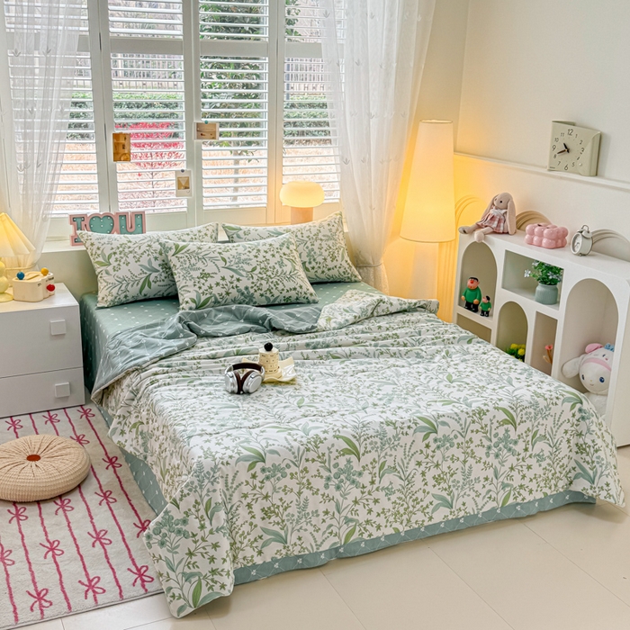 91家纺网 家纺一手货源 找家纺 洺兰家居 2025新款A类全棉印花麻绳款夏被四件套 半夏