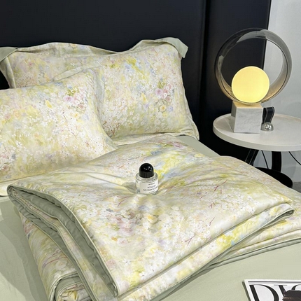 寐绸家纺 2025新款50兰精天丝数码印花大豆纤维夏被 天丝夏被-如花四季