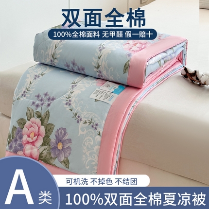 瑜珠 2025新款A类双面全棉印花夏被夏凉被纯棉空调被 倾城兰