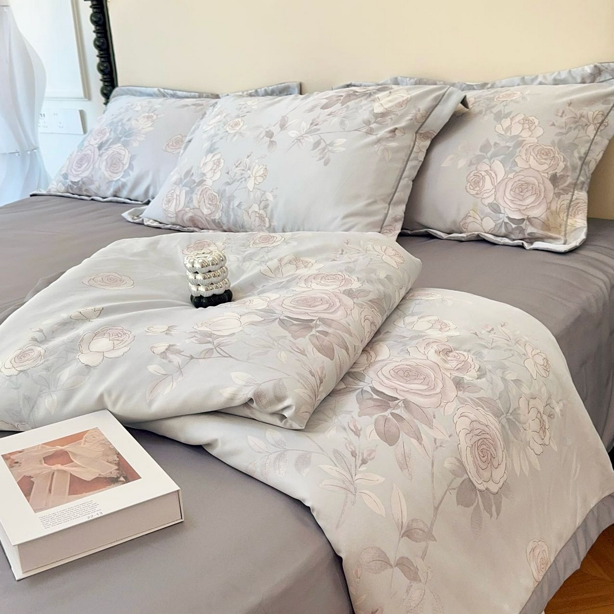 91家纺网 家纺一手货源 找家纺 兜米家居 2025新款水洗天丝夏被四件套 玫瑰芬芳