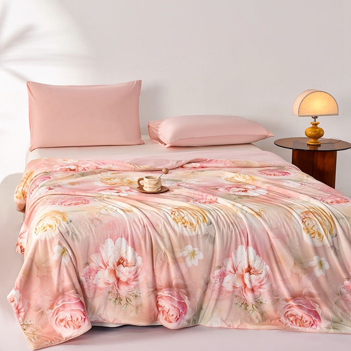 91家纺网 家纺一手货源 找家纺 缔锦家纺 2025新款凉感丝印花夏被 秋意棉棉