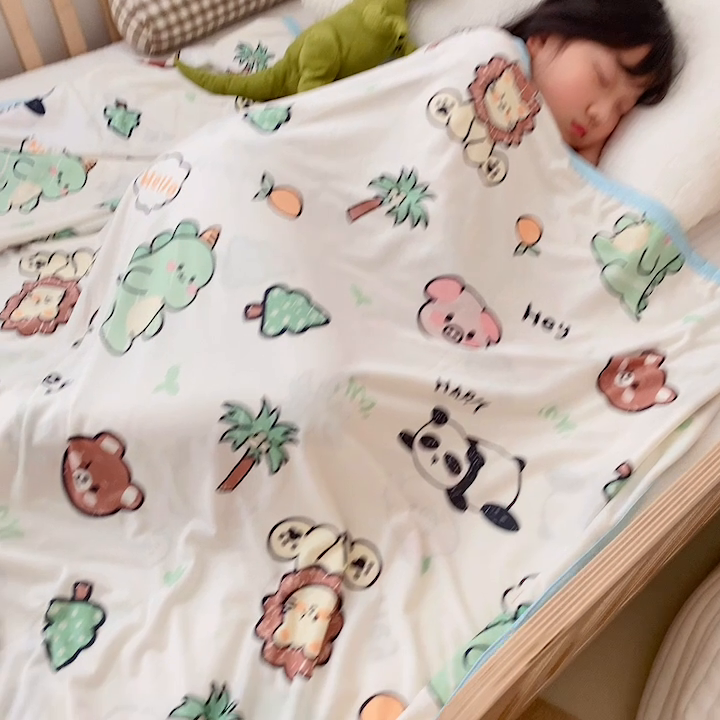 91家纺网 家纺一手货源 找家纺 嗨生活 2025新款婴儿裸睡级凉感针织毯幼儿园夏被儿童夏被毯子 动物集