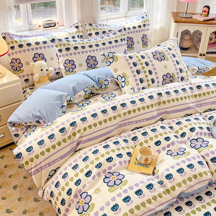 91家纺网 家纺一手货源 找家纺 世爵 2025新款全棉印花小清新套件系列-四件套 洛丽塔