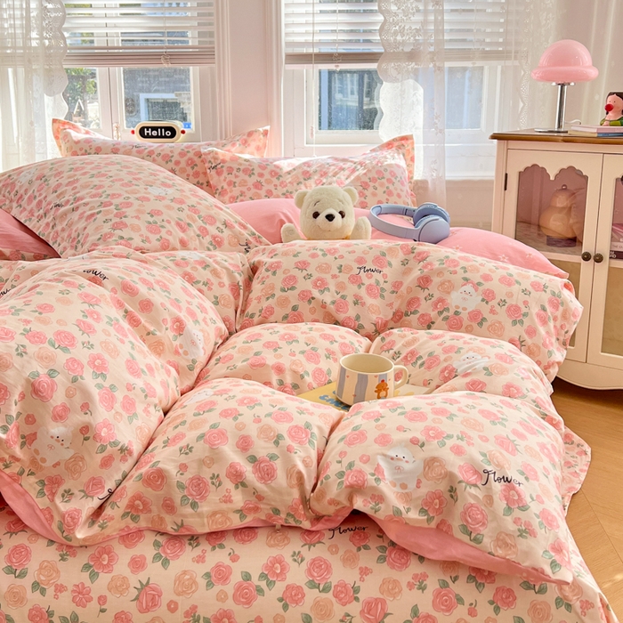 91家纺网 家纺一手货源 找家纺 世爵 2025新款全棉印花小清新单品系列-单被套 浓情玫瑰