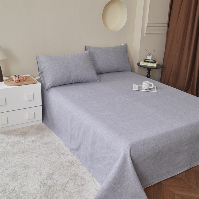 91家纺网 家纺一手货源 找家纺 绒艺席业 2025新款简约原棉印花老粗布床单 灰原