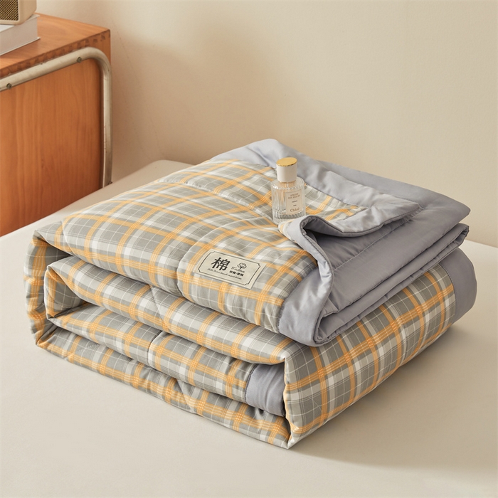 91家纺网 家纺一手货源 找家纺 魅图家纺 2025新款A类云朵棉抗菌棉花夏被 格韵-黄