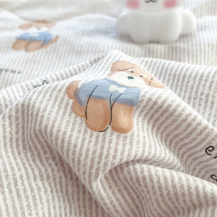 91家纺网 家纺一手货源 找家纺 慕木 2025春夏新款双层纱针织棉夏被夏凉被空调被 皮皮狗