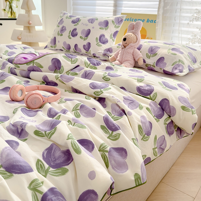 91家纺网 家纺一手货源 找家纺 星巴k家纺 2025新款A类水洗双层纱大豆纤维夏被夏凉被空调被 南岛小镇