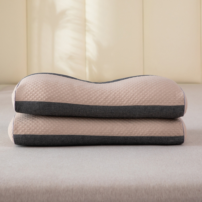 91家纺网 家纺一手货源 找家纺 九州枕芯 2025新款针织双拼纯荞麦枕 卡其色