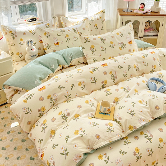 91家纺网 家纺一手货源 找家纺 （总）世爵 2025新款全棉印花小清新套件系列-四件套