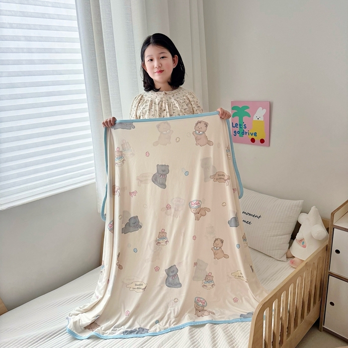 91家纺网 家纺一手货源 找家纺 嗨生活 2025新款婴儿裸睡级凉感针织毯幼儿园夏被儿童夏被毯子 小奶猫