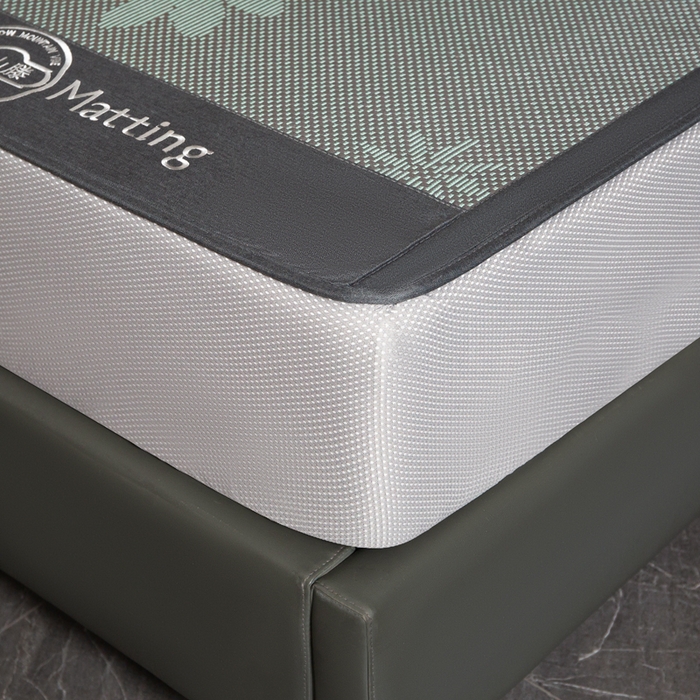 91家纺网 家纺一手货源 找家纺 卡罗兰 2025新款藤席提花凉席冰丝席床笠款-向阳花系列 向阳花-绿色