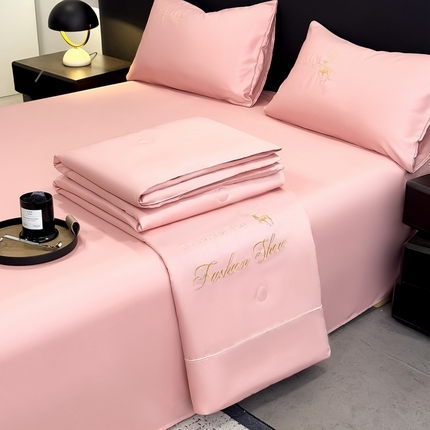 卡罗兰 2025新款水洗天丝夏凉被空调被水洗真丝夏被四件套-森旅迷鹿 森旅迷鹿-樱花粉