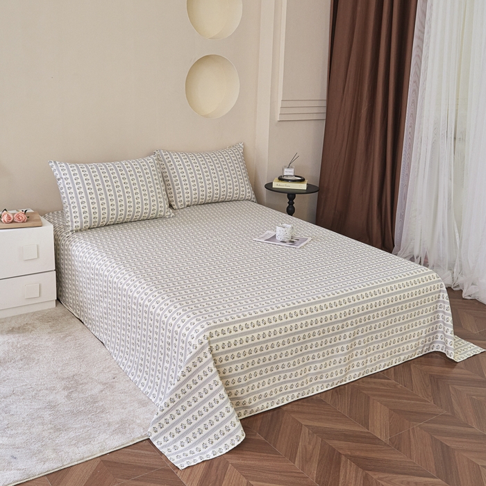 91家纺网 家纺一手货源 找家纺 绒艺席业 2025新款简约原棉印花老粗布床单 陌微