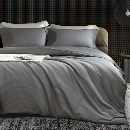 91家纺网 家纺一手货源 找家纺 121  2025新款高支高密提花长绒棉纯棉四件套-线条艺术 绅士灰