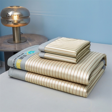 91家纺网 家纺一手货源 找家纺 2025新款凉席抗菌三明治可水洗碳光冰丝席宽边刺绣冰丝席 素夏 星光银-床席款