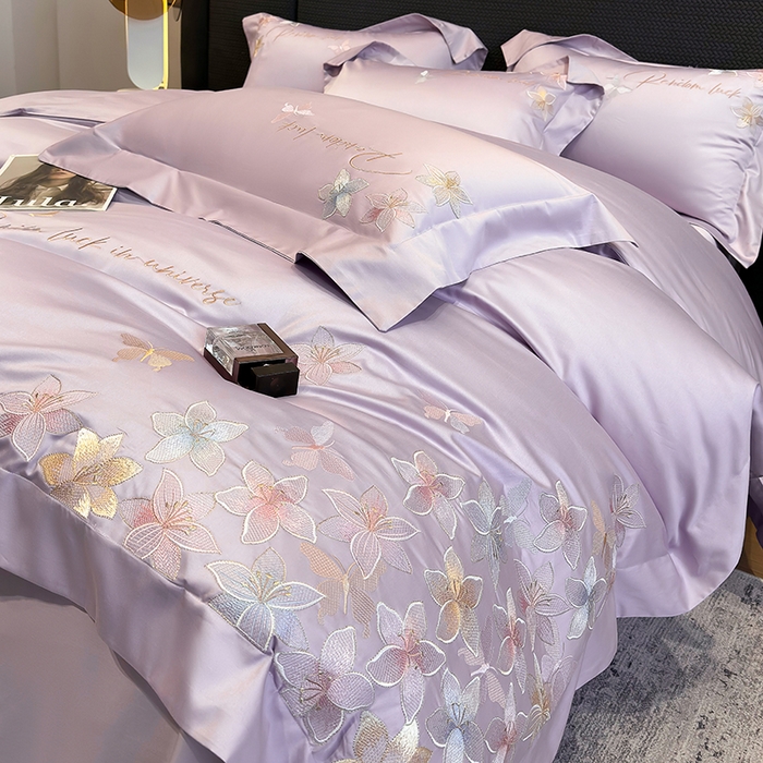 91家纺网 家纺一手货源 找家纺 星蕴家纺 2025新款澳棉正宗长绒棉四件套-诺兰 优雅紫