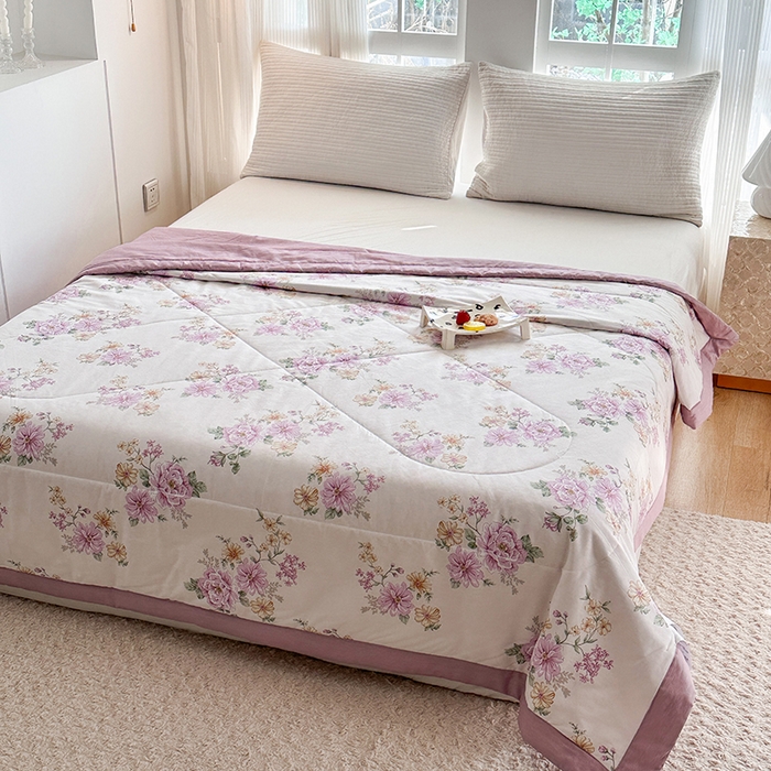 91家纺网 家纺一手货源 找家纺 瑜珠 2025新款A类双面全棉印花夏被夏凉被纯棉空调被 知否花间