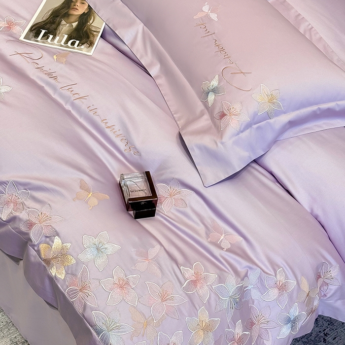 91家纺网 家纺一手货源 找家纺 星蕴家纺 2025新款澳棉正宗长绒棉四件套-诺兰 优雅紫