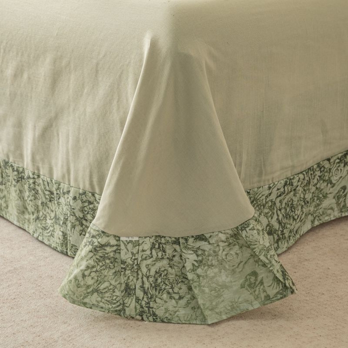 91家纺网 家纺一手货源 找家纺 2025新款40s全棉双层纱圆角吊边款四件套 莫奈-橄榄绿