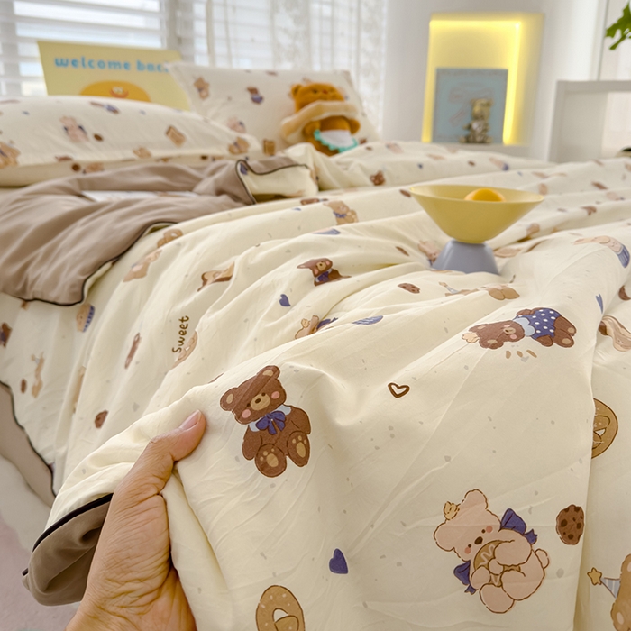 91家纺网 家纺一手货源 找家纺 星巴k家纺 2025新款A类水洗双层纱大豆纤维夏被夏凉被空调被 面包小熊