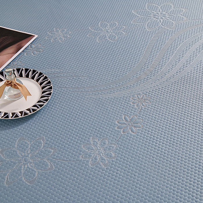 91家纺网 家纺一手货源 找家纺 梵克保罗 2025新款7A抗菌母婴级纯乙纶PE刺绣凉感丝豆豆席 床裙款 床裙款 浪花-蓝