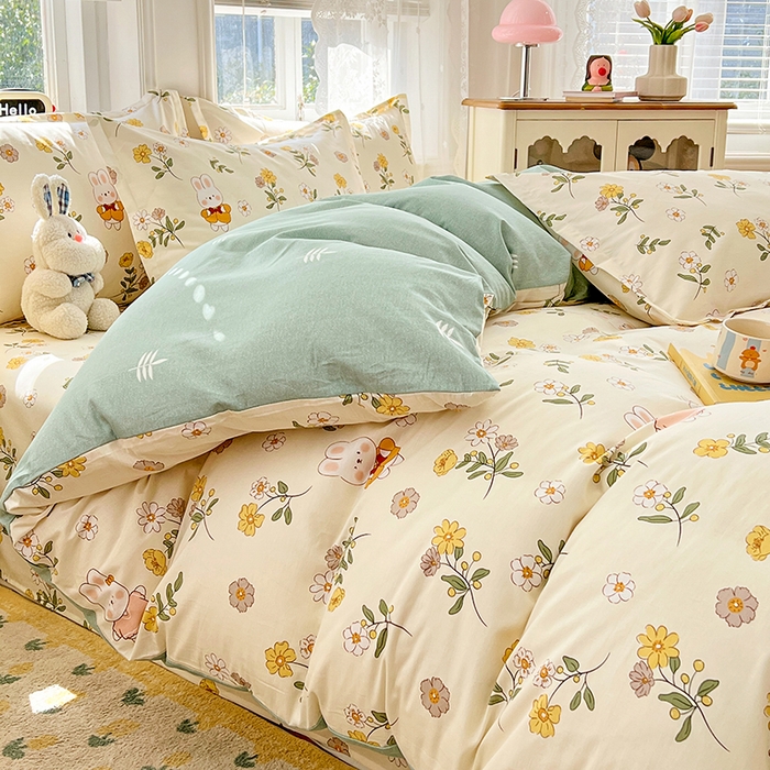 91家纺网 家纺一手货源 找家纺 （总）世爵 2025新款全棉印花小清新套件系列-四件套