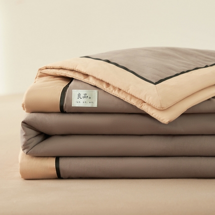 91家纺网 家纺一手货源 找家纺 （总）寐绸家纺 2025新款纯棉水洗棉简约双拼大豆纤维夏被四件套