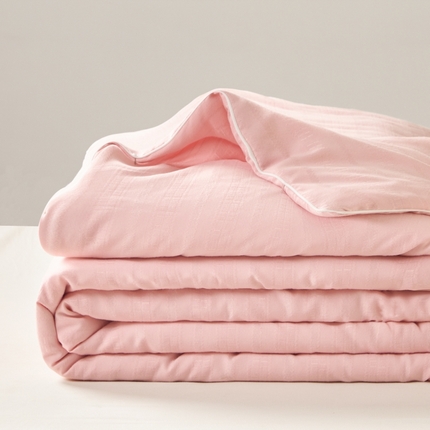 欧邦 2025新款A类提花昆仑棉双层纱夏被空调被 豆粉