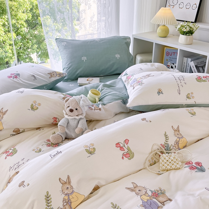 91家纺网 家纺一手货源 找家纺 世爵 2025新款全棉印花小清新单品系列-单被套 田园趣事