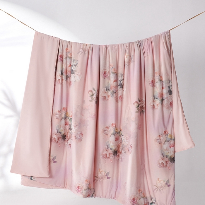 91家纺网 家纺一手货源 找家纺 缔锦家纺 2025新款凉感丝印花夏被 暮云花香