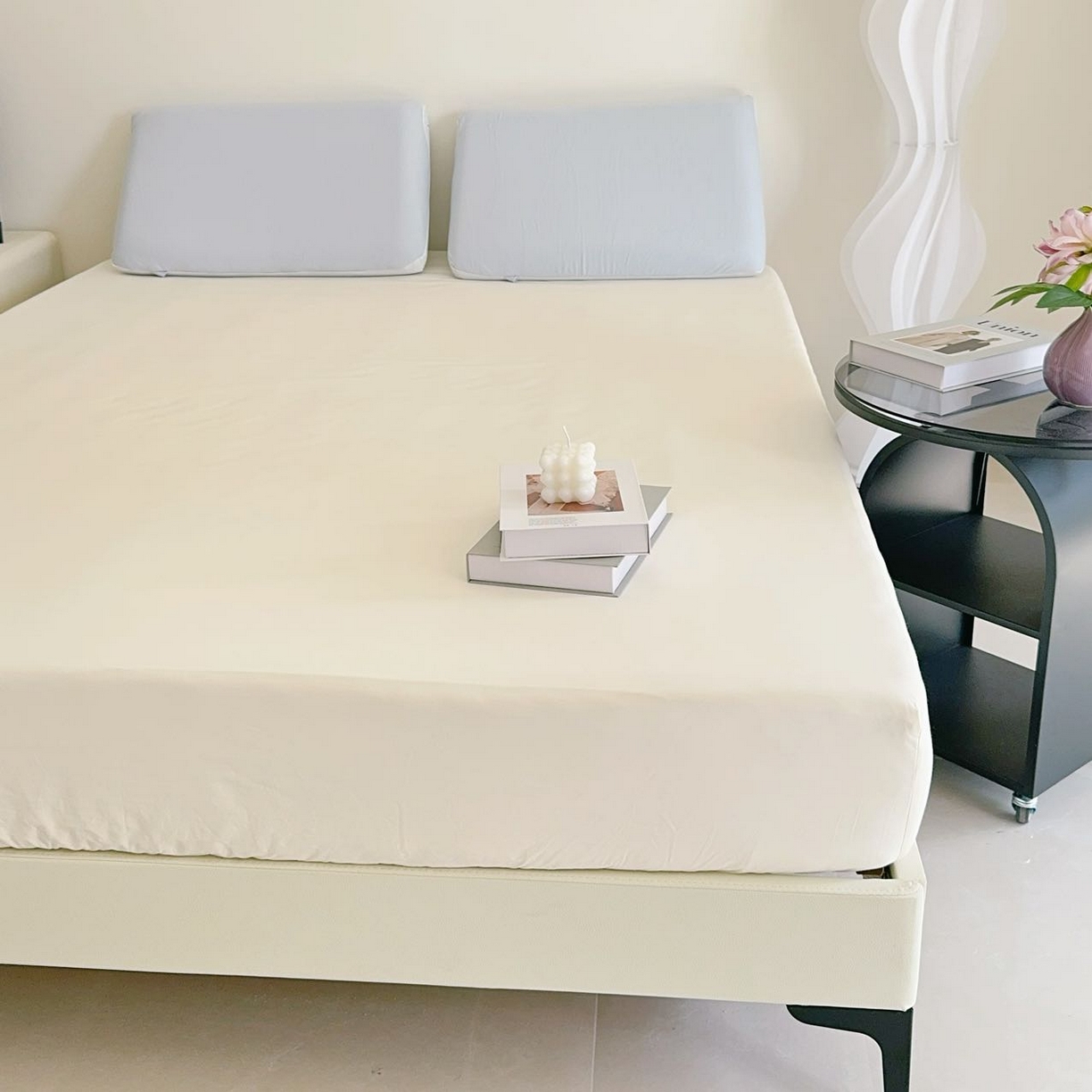 91家纺网 家纺一手货源 找家纺 兜米家居 2025新款纯色全棉床笠 生椰姜茶