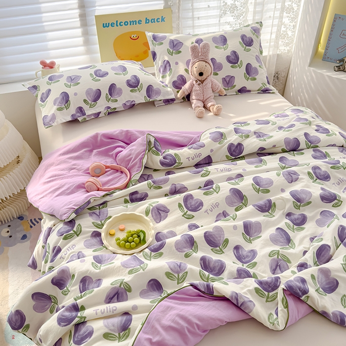 91家纺网 家纺一手货源 找家纺 星巴k家纺 2025新款A类水洗双层纱大豆纤维夏被夏凉被空调被 南岛小镇