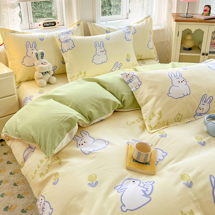 91家纺网 家纺一手货源 找家纺 世爵 2025新款全棉印花小清新单品系列-单被套 吉祥兔