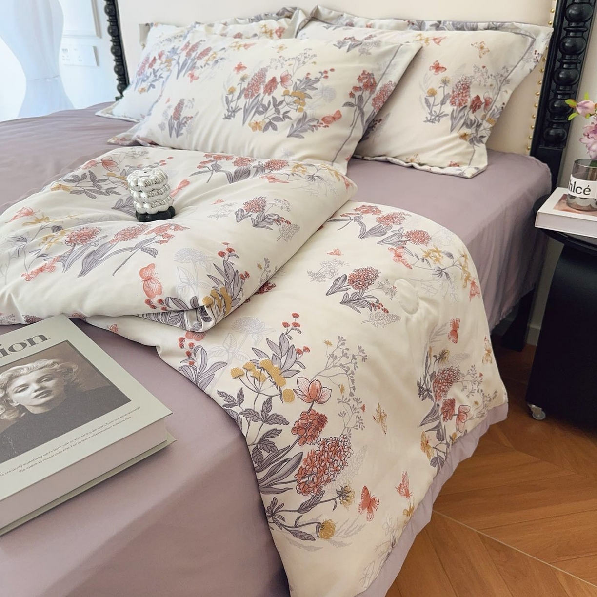 91家纺网 家纺一手货源 找家纺 兜米家居 2025新款水洗天丝夏被四件套 花香