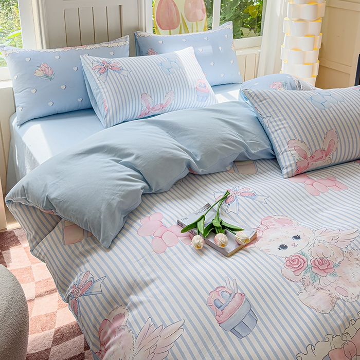 91家纺网 家纺一手货源 找家纺 澳梵家居 2025新款小清新全棉印花四件套 浪漫时光