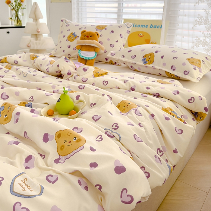 91家纺网 家纺一手货源 找家纺 星巴k家纺 2025新款A类水洗双层纱大豆纤维夏被夏凉被空调被 豹纹小熊