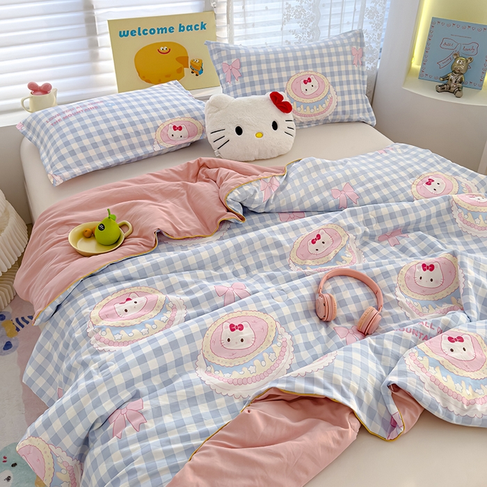 91家纺网 家纺一手货源 找家纺 星巴k家纺 2025新款A类水洗双层纱大豆纤维夏被夏凉被空调被 蛋糕猫