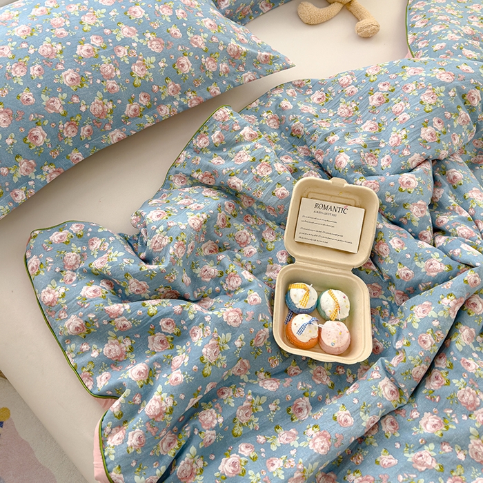 91家纺网 家纺一手货源 找家纺 星巴k家纺 2025新款A类水洗双层纱大豆纤维夏被夏凉被空调被 玫瑰花园