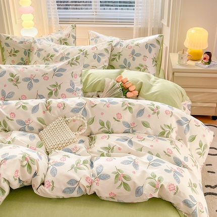 91家纺网 家纺一手货源 找家纺 （总）世爵 2025新款全棉印花小清新套件系列-四件套