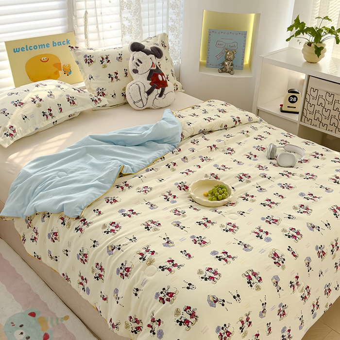 91家纺网 家纺一手货源 找家纺 星巴k家纺 2025新款A类水洗双层纱大豆纤维夏被夏凉被空调被 米奇